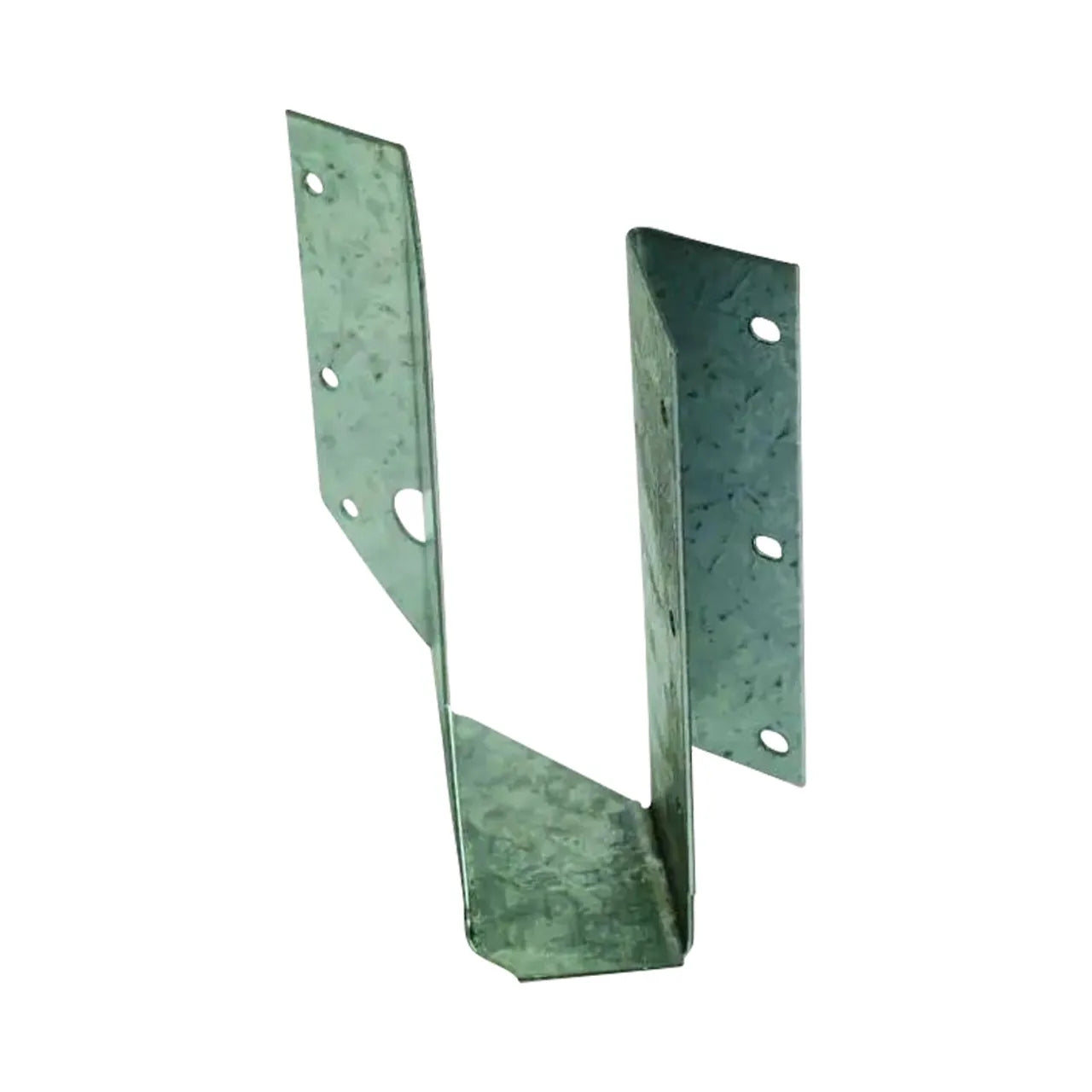 The Go Build 2 in. x 6 in. SUR ZMAX Galvanized Joist Hanger Skewed Right features pre-drilled screw holes and a galvanized finish for lasting corrosion resistance, designed to support wood beams efficiently in construction projects.